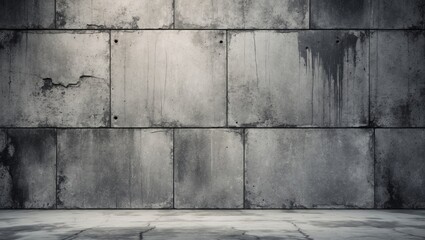 Poster - Textured gray concrete wall with weathered surface and abstract patterns for use in backgrounds and design elements.