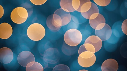 Aufkleber - Colorful circular bokeh lights on a blue background creating a soft and dreamy atmosphere ideal for festive or artistic themes