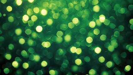 Poster - Vibrant green bokeh background with soft circular lights creating an enchanting atmosphere for creative projects and designs