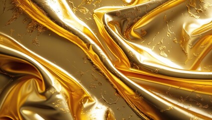 Poster - Luxurious gold foil texture with smooth, seamless abstract patterns perfect for elegant backgrounds or visual designs.