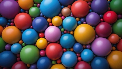 Aufkleber - Vibrant colorful abstract background featuring a diversity of spheres and circles in an array of bright hues for artistic design projects.