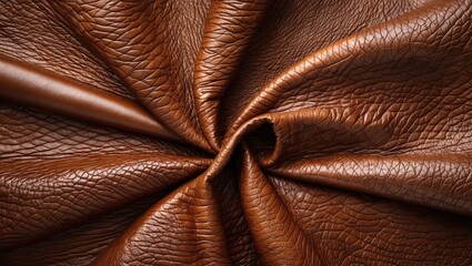 Aufkleber - Detailed closeup of rich brown leather texture showcasing natural patterns and softness suitable for design and fashion applications.