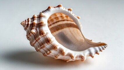 Aufkleber - Close-up view of a beautifully detailed conch shell displaying intricate patterns and textures on a clean white background