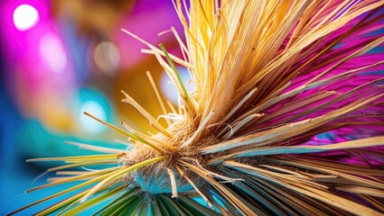 Aufkleber - Vibrant coconut fiber texture with colorful background highlighting natural fibers and tropical aesthetic for design and decor projects