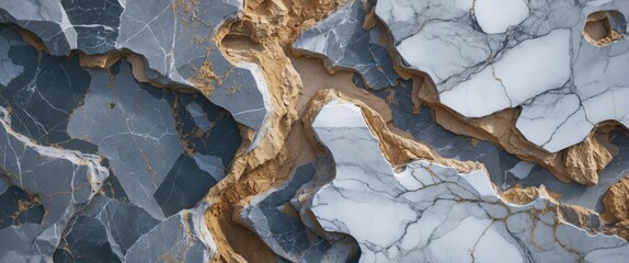 Poster - Elegant gray and white marble texture with striking Calacatta and blue veining ideal for luxury design and architectural backgrounds.