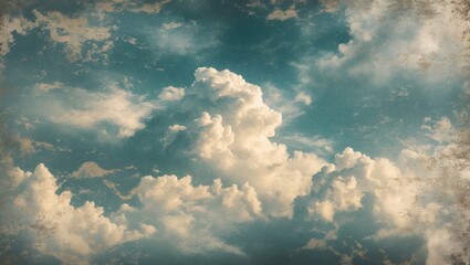 Aufkleber - Serene cloudscape with grunge texture for artistic backgrounds showcasing soft hues and abstract nature elements in a dreamy atmosphere.