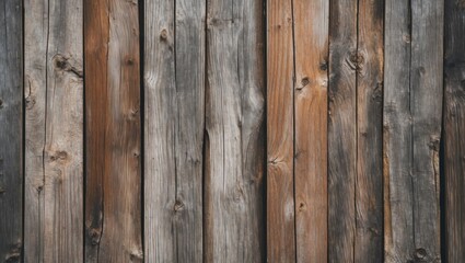 Poster - wooden wall texture with various shades of brown and gray rustic planks arranged vertically natural 