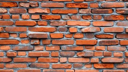 Aufkleber - Red clay brick wall texture background with irregular patterns and weathered appearance, ideal for construction and architectural design.