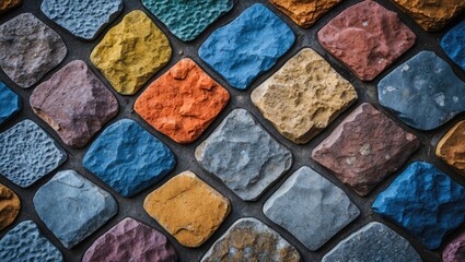 Aufkleber - Vibrant textured cobblestones in assorted colors ideal for backgrounds or design elements in creative projects.