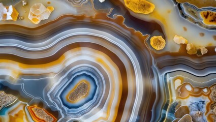 Poster - abstract close-up of multicolored agate stone with intricate patterns and natural textures showcasin