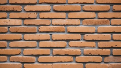Poster - textured orange clay brick wall with mortar joints in uniform pattern for architectural and design b