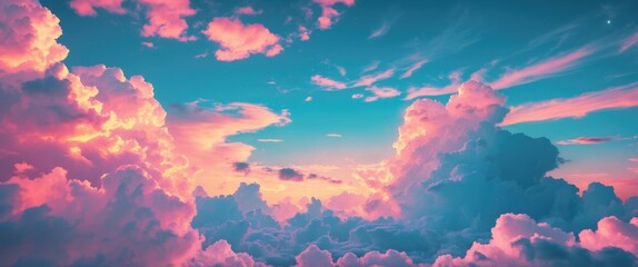 Aufkleber - Colorful cloudy sky background with vibrant hues perfect for creative projects and serene atmospheres showcasing beauty and tranquility.