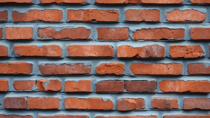 Aufkleber - Detailed Close-Up of Textured Red Brick Wall with Mortar Highlights and Irregularities for Architectural Backgrounds and Design Use