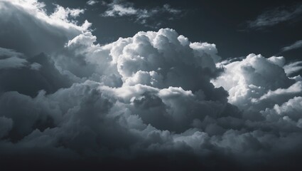 Aufkleber - Dramatic dark clouds with intricate textures against a black backdrop in an abstract atmospheric composition.