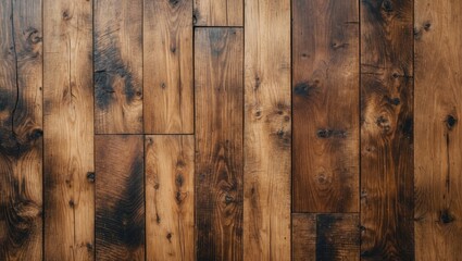 Aufkleber - Close up view of a rustic wooden floor featuring natural grain patterns and textures ideal for backgrounds and design projects.