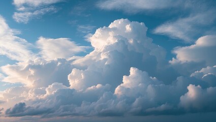 Aufkleber - Fluffy white clouds against a clear blue sky creating a serene and tranquil background for nature or weather themed designs.