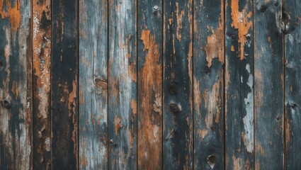 Aufkleber - Weathered wooden wall texture with peeling paint showcasing rustic charm and natural aging, perfect for backgrounds and design projects.