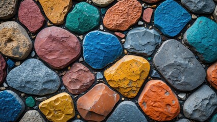 Aufkleber - Vibrant colored cobblestones with intricate textures ideal for backgrounds in design and creative projects