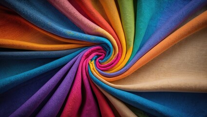 Aufkleber - Vibrant multi-colored fabric swirl creating an artistic textile background for creative projects and design uses.