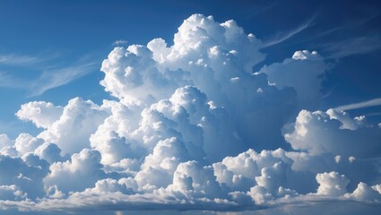 Aufkleber - Majestic White Cumulus Clouds Against a Bright Blue Sky Creating a Serene Atmospheric Background