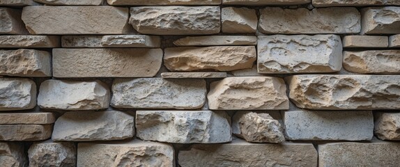 Aufkleber - Textured close-up of natural stone wall featuring varying shapes and colors ideal for architectural and design backgrounds.