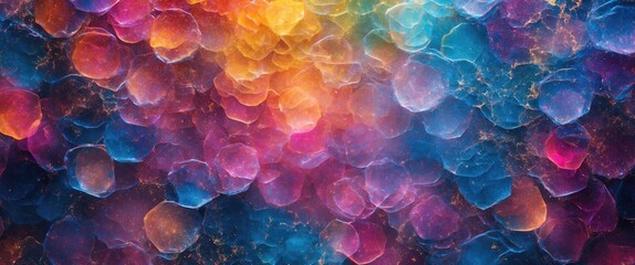 Aufkleber - Vibrant abstract bokeh background with colorful light patterns creating a dreamy and artistic texture for design projects.