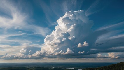 Aufkleber - Dramatic cloud formation against a vibrant sky capturing the beauty of nature's atmospheric phenomena and tranquility in the landscape.