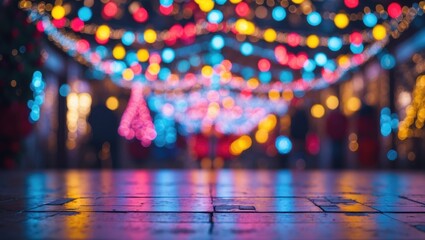 Aufkleber - Blurred Colorful Christmas Lights Background with Vibrant Colors and Reflections Ideal for Holiday Decorations and Festive Themes