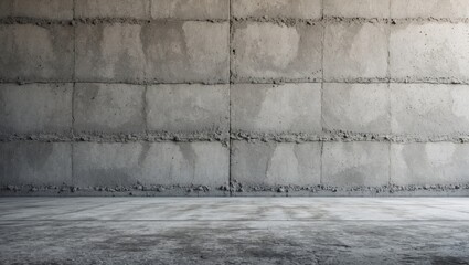 Poster - Concrete wall and floor interior view with textured surface and minimalistic design suitable for industrial and architectural concepts