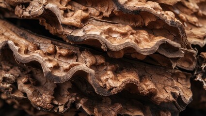 Poster - Detailed close-up of textured walnut bark showcasing natural patterns and rich wood tones for use in design and nature-themed projects.