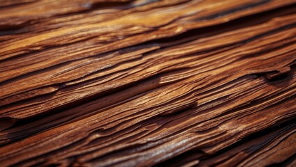 Aufkleber - Textured closeup of layered brown wood showcasing natural grain patterns and warm tones ideal for design and craft applications.