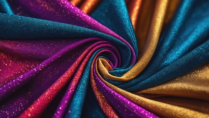 Aufkleber - Vibrant Luxurious Fabric Texture Swirl in Rich Colors for High-End Fashion and Textile Design Backgrounds.