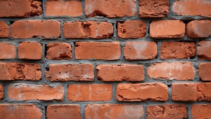 Aufkleber - Textured red clay brick wall with mortar joints showcasing an industrial and rustic aesthetic ideal for backgrounds and architectural designs