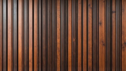 Poster - wood paneling with vertical lines in rich brown tones and varying textures suitable for interior des