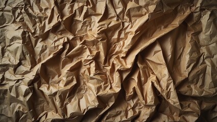 Poster - Textured wrinkled brown paper background with folds and creases for design and packaging uses