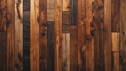 Poster - wooden floor texture with different shades and patterns of polished hardwood planks arranged in a se