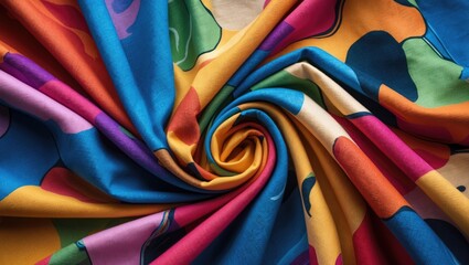 Aufkleber - Vibrant colorful fabric textile with abstract patterns elegantly swirling for creative background use