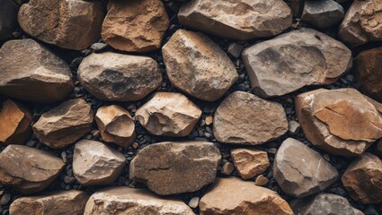Poster - textured background of various sizes and shapes of natural stones arranged closely together on a sur