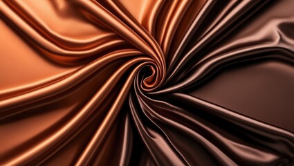 Poster - abstract close-up of silky fabric in shades of orange and brown arranged in a spiral pattern showcas