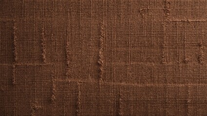 Poster - brown textured fabric background with woven pattern and frayed edges in a close-up view suitable for