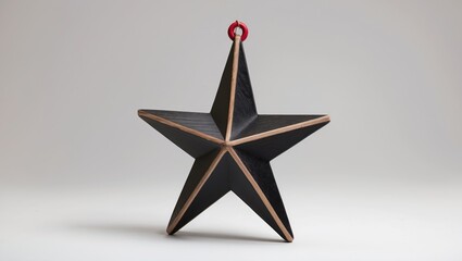 Poster - Christmas wooden star decoration in black with natural edges on white background for festive seasonal themes and holiday dÃ©cor designs.