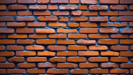 Poster - Red brick wall texture with various shades and patterns suitable for background use in design projects.