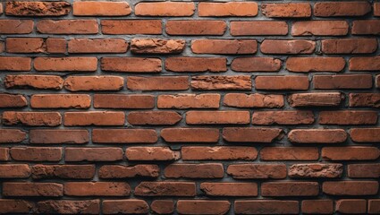Poster - red brick wall texture with irregular mortar joints and a weathered appearance