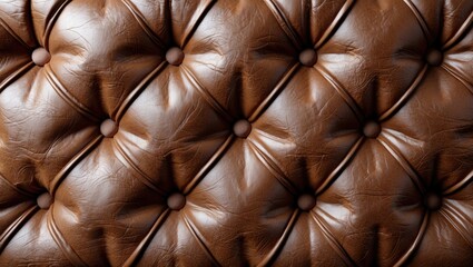 Wall Mural - Brown tufted leather upholstery texture close up detailed view