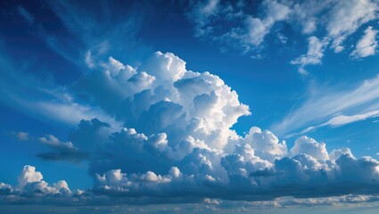 Aufkleber - Vibrant clouds in a clear blue sky creating a serene and expansive background showcasing nature's beauty and tranquility.