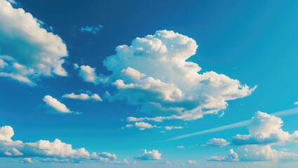 Aufkleber - Vibrant blue sky adorned with fluffy white clouds creating a serene and tranquil atmosphere perfect for nature-themed projects.