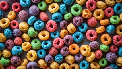Aufkleber - Colorful cereal texture background with vibrant hues ideal for food styling and playful design projects.