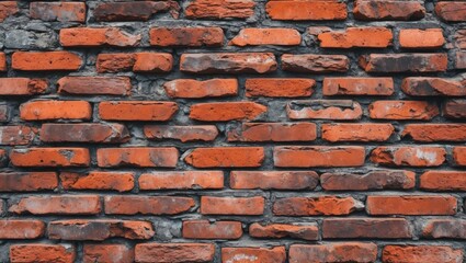 Poster - red brick wall texture background with gray mortar detailed surface for architectural and design pur