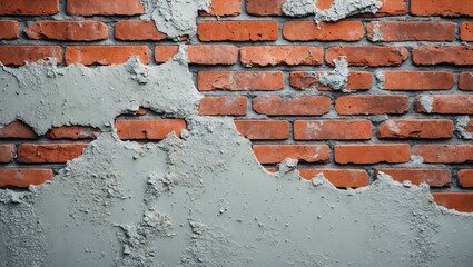 Poster - exposed brick wall with peeling plaster highlighting texture and age of the structure.