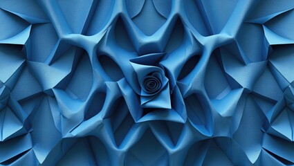 Aufkleber - Blue textured fabric with dimensional patterns showcasing an abstract floral design perfect for backgrounds and visual presentations.